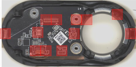 An Instrumental Discover AI heatmap showing novel defects discovered on an electronic device.