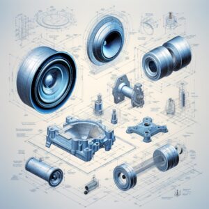 Isometric drawing of speaker components