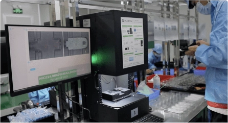 Instrumental's AI visual inspection system on an assembly line in a electronics manufacturing facility
