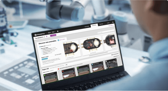 Instrumental's manufacturing AI and data platform with an engineer who is using it to improve efficiency, quality, and product margins.