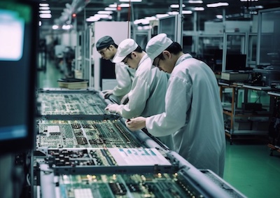 Human visual inspectors inspect an electronic device in triplicate as a strategy to reduce escapes.