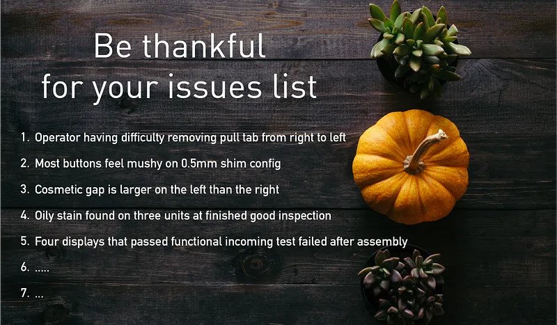 Be thankful for your issues list