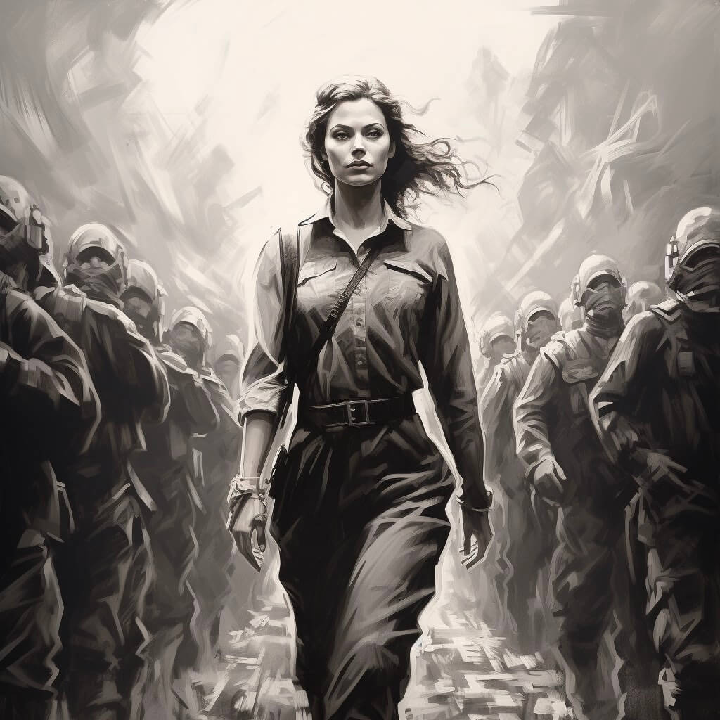 A strong woman engineer leading from the front, as imagined by MidJourney